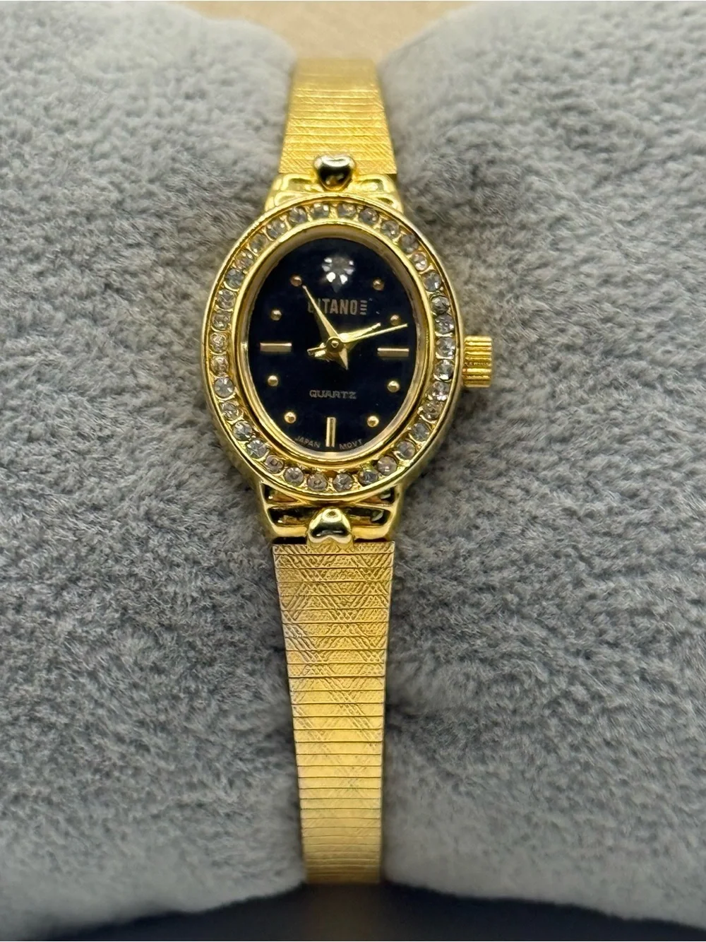Vintage Citano Gold-tone Women's Quartz Dress Watch with Black Dial